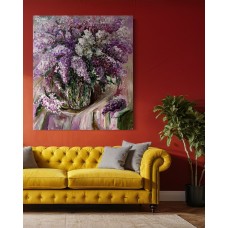 Lilac in a vase - original large painting , acrylic on canvas, size 105*120 cm, original, artist Marina Stognieva